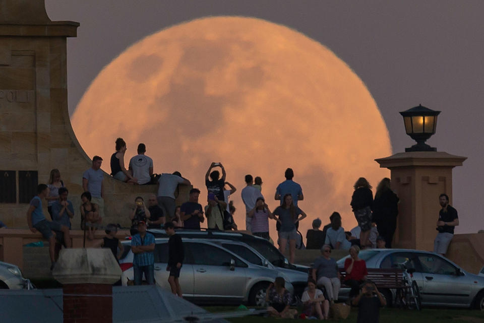 Supermoon rises over Fremantle, Australia