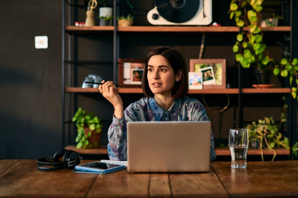 woman working from home on laptop