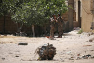 <p>Syrian Democratic Forces (SDF) fighters stand in Raqqa’s western neighbourhood of Jazra, Syria June 11, 2017. (Photo: Rodi Said/Reuters) </p>