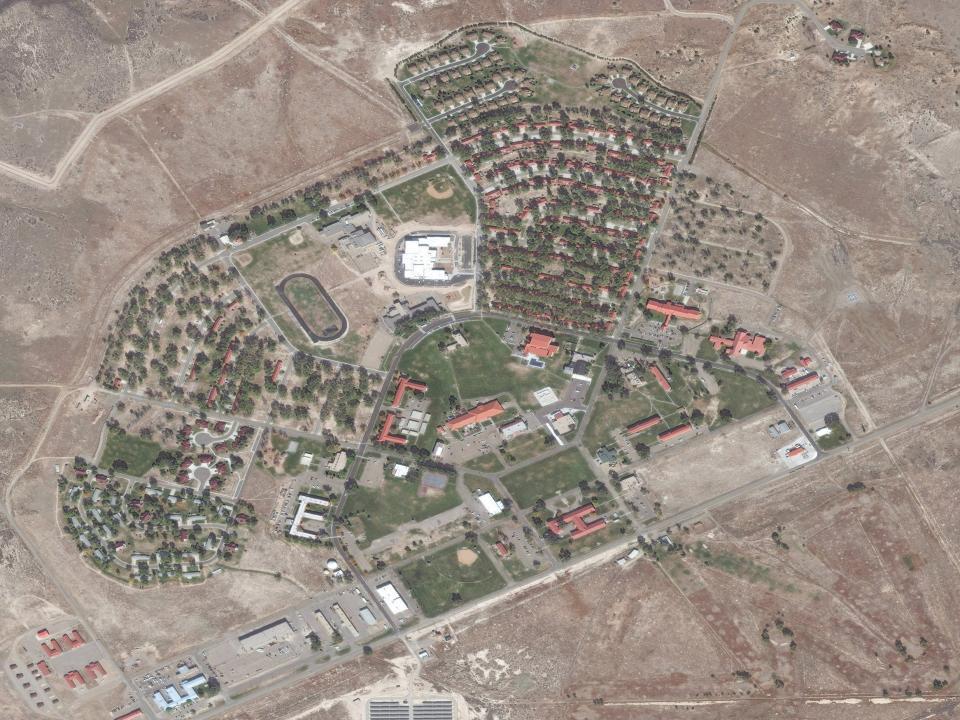 A satellite image showing the housing area inside Dugway Proving Grounds in 2016.