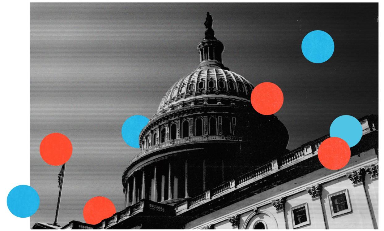 <span>Regaining control of the US Congress’s upper chamber may represent Republicans’ best opportunity of success in November’s election.</span><span>Composite: Guardian Design/EPA</span>