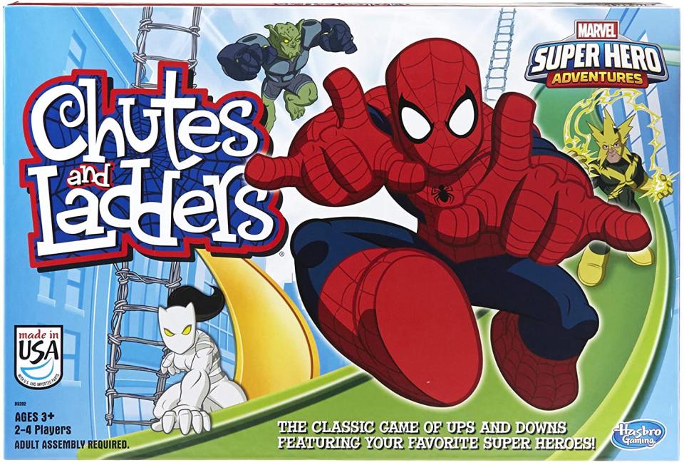 hasbro gaming marvel spider man web warriors chutes and ladders game