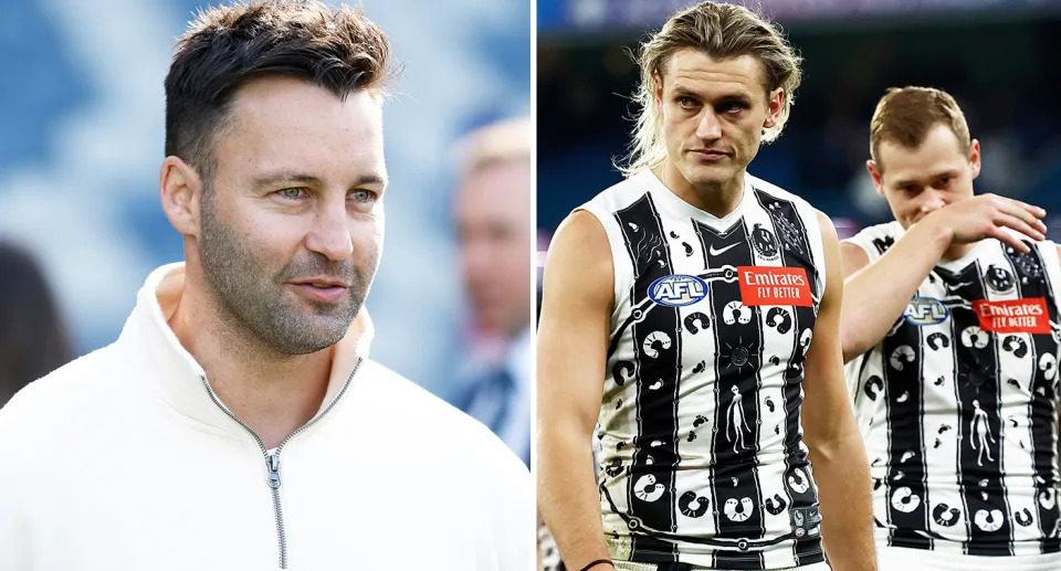 Pictured left Jimmy Bartel and right Darcy Moore