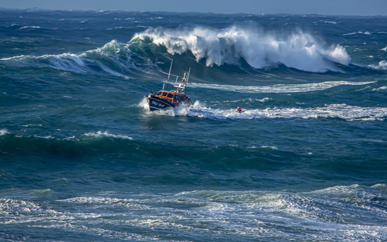 15ft high waves battered the coast near Godrevy Point, Gwithian on Wednesday afternoon. 