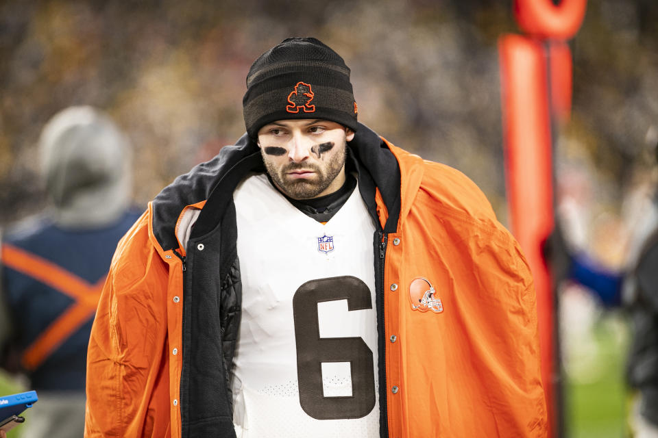 Baker Mayfield is in limbo with Deshaun Watson out of the picture. (Photo by Mark Alberti/Icon Sportswire via Getty Images)