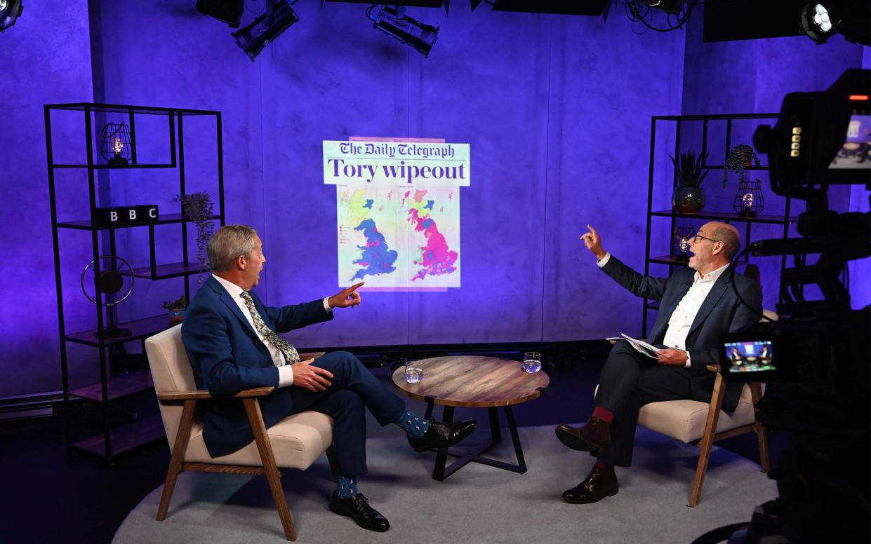 Nigel Farage, appearing during a BBC General Election interview Panorama special, reacting to 'Tory wipeout' headline