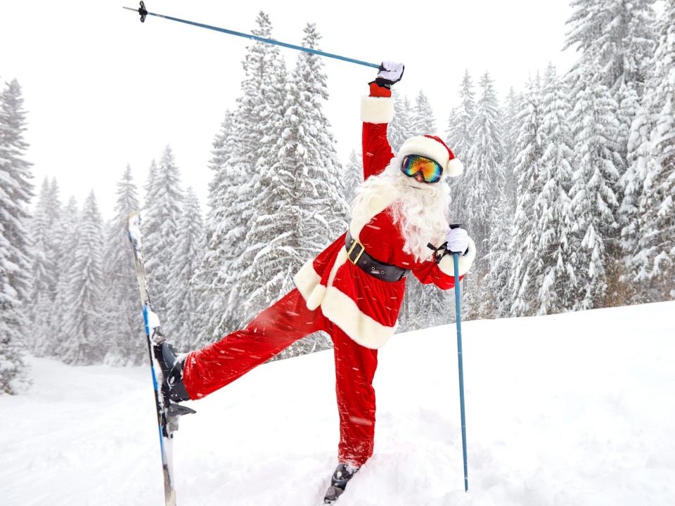 skiing with santa