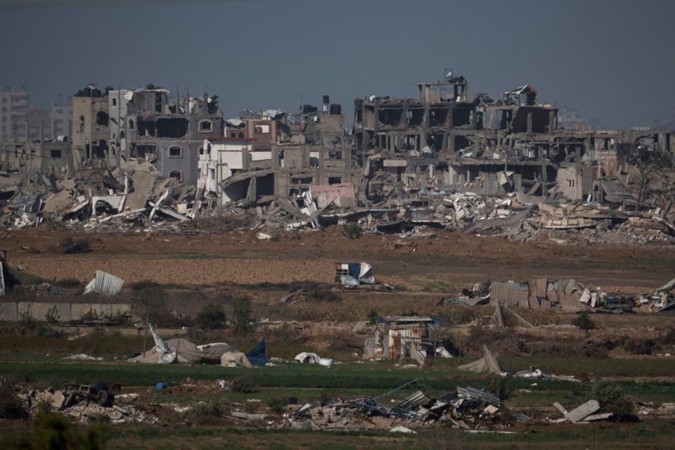 Destroyed buildings along the Gaza strip (Copyright 2023 The Associated Press. All rights reserved)