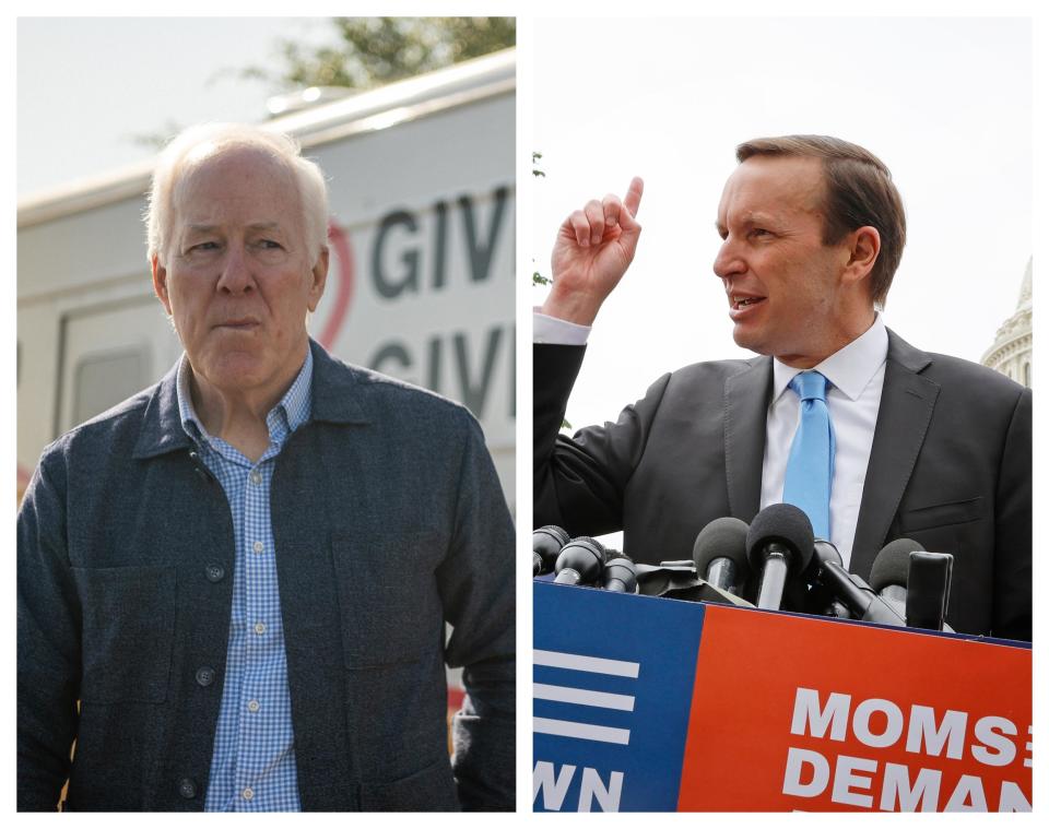 Sen. John Cornyn of Texas and Sen. Chris Murphy of Connecticut.  / Credit: Brandon Bell/Getty Images, Chip Somodevilla/Getty Images