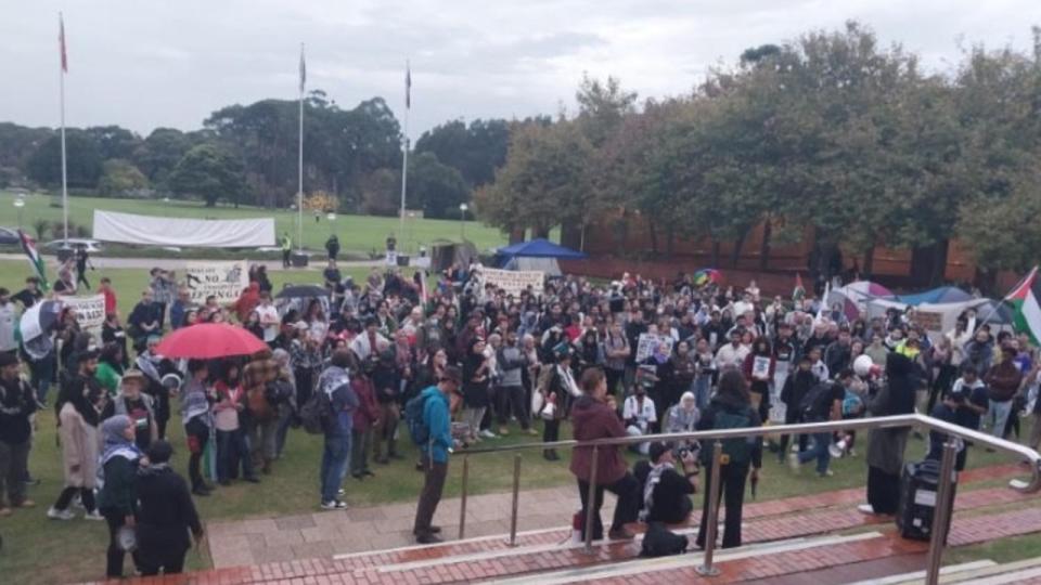 The protesters at Curtin University on Wednesday. Picture: Supplied