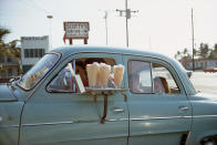 <p>Scotty’s drive in, Florida, 1967. “Here’s Scotty’s. Sometimes when you’re traveling in the car all day, on the lookout for life on the fly, a great thirst comes over you and that desire for the next event evaporates immediately upon seeing an old-fashioned diner, I mean the real thing, not some dolled-up imitation serving prepackaged crap, but a place where some degree of reverence for the past lets you know that a milkshake from childhood can be found there. And here’s Scotty’s. Mmmmmm” (© Joel Meyerowitz courtesy Aperture) </p>