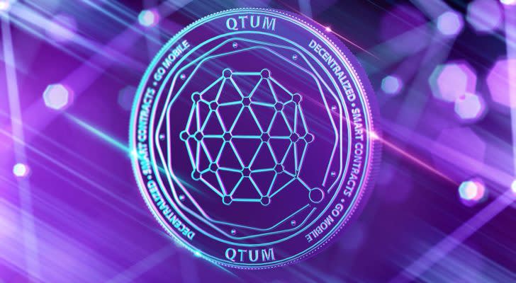 A digital illustration of the cryptocurrency Qtum (QTUM).