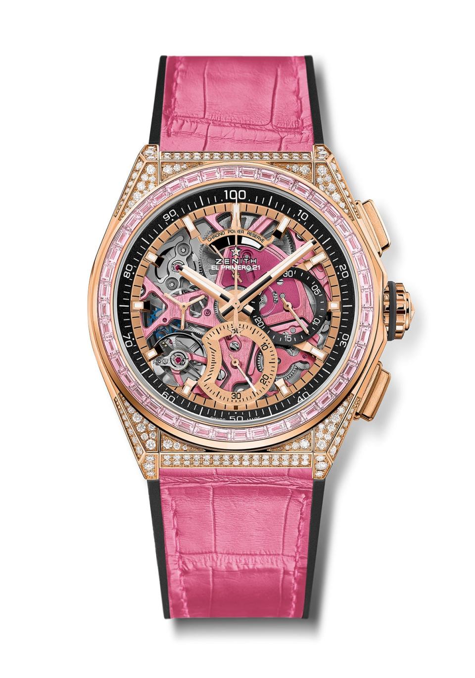 Defy El Primero 21 Pink Edition in rose gold with sapphires and diamonds, POA, Zenith