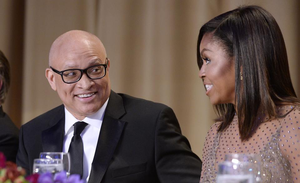 White House Correspondents' Dinner party scrapped Comedian Larry Wilmore speaks with First Lady Michelle Obama during the White House Correspondents' Association annual dinner on April 30, 2016 at the Washington Hilton hotel in Washington, DC, USA.This is President Obama's eighth and final White House Correspondents' Association dinner Photo by Olivier Douliery/ABACA