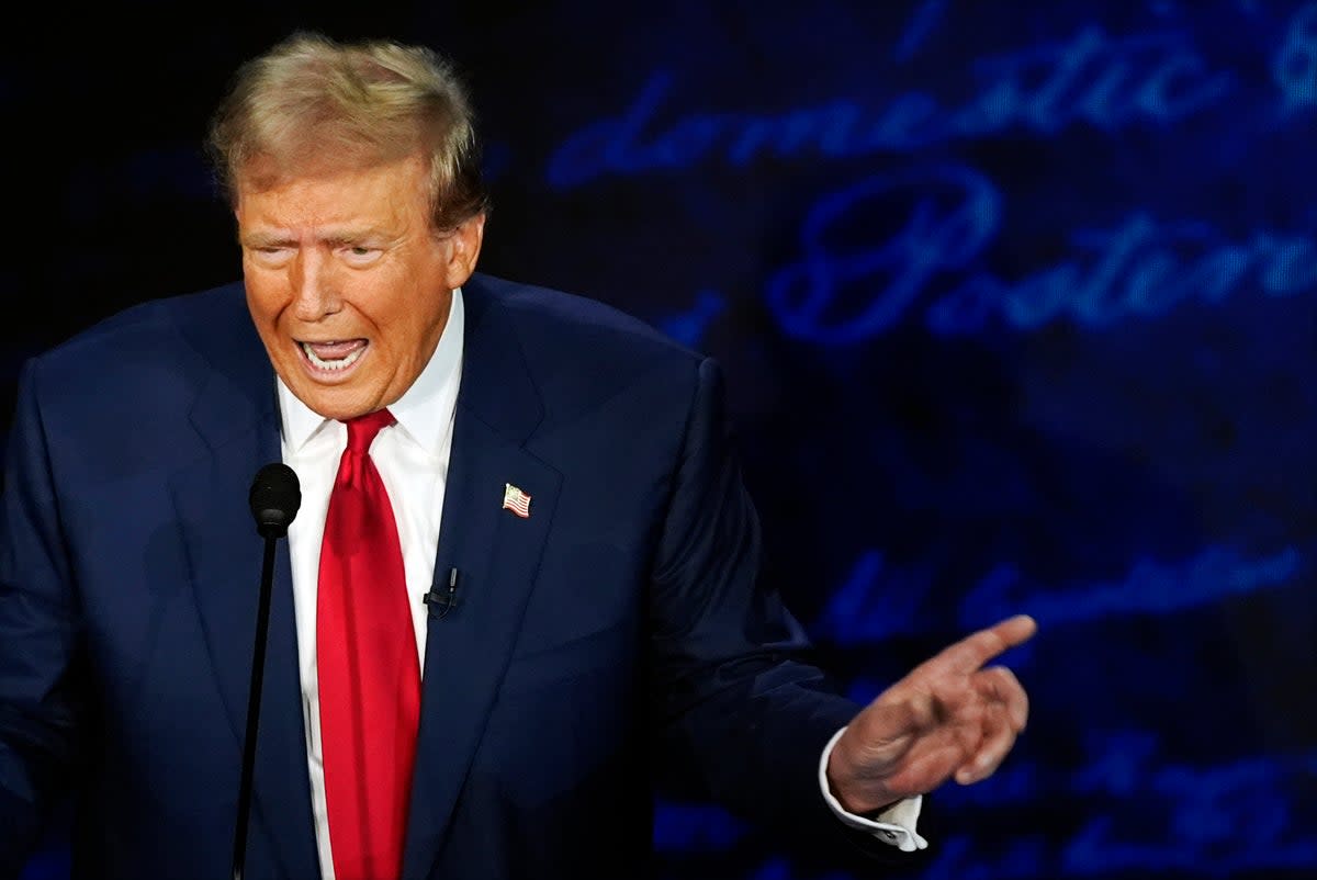 Former President Donald Trump speaks during a presidential debate with Democratic presidential nominee Vice President Kamala Harris (AP)