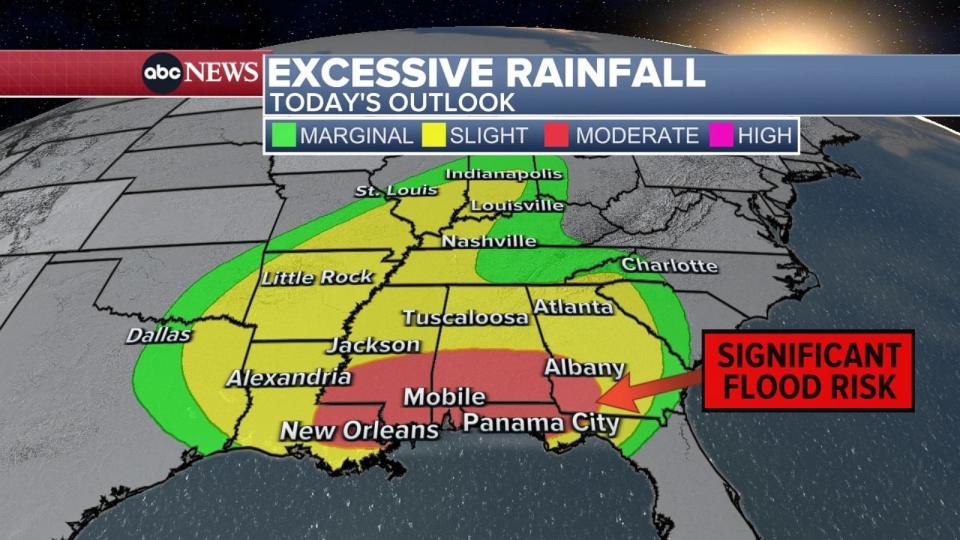 PHOTO: Excessive rainfall forecast for Wednesday, April 10, 2024. (ABC News)