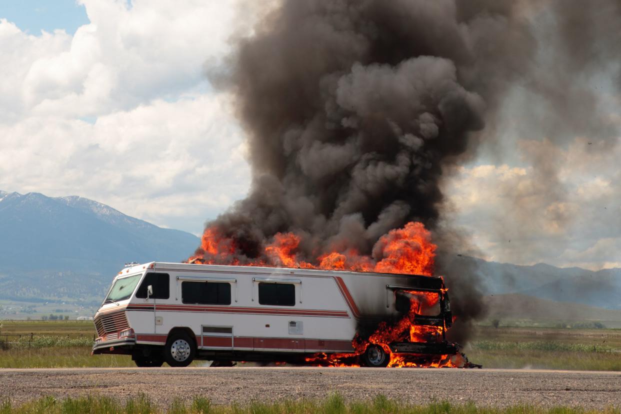 rv engulfed in flames