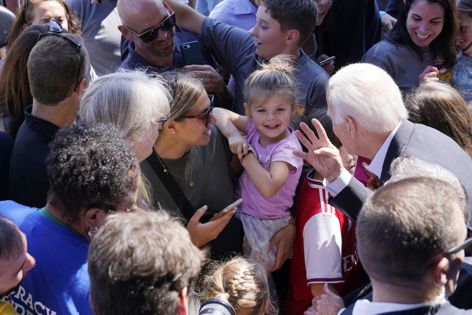 FILE - President Joe Biden wades through the crowd after speaking during an event at Henry Maier Festival Park in Milwaukee, Sept. 5, 2022. (AP Photo/Susan Walsh, File)