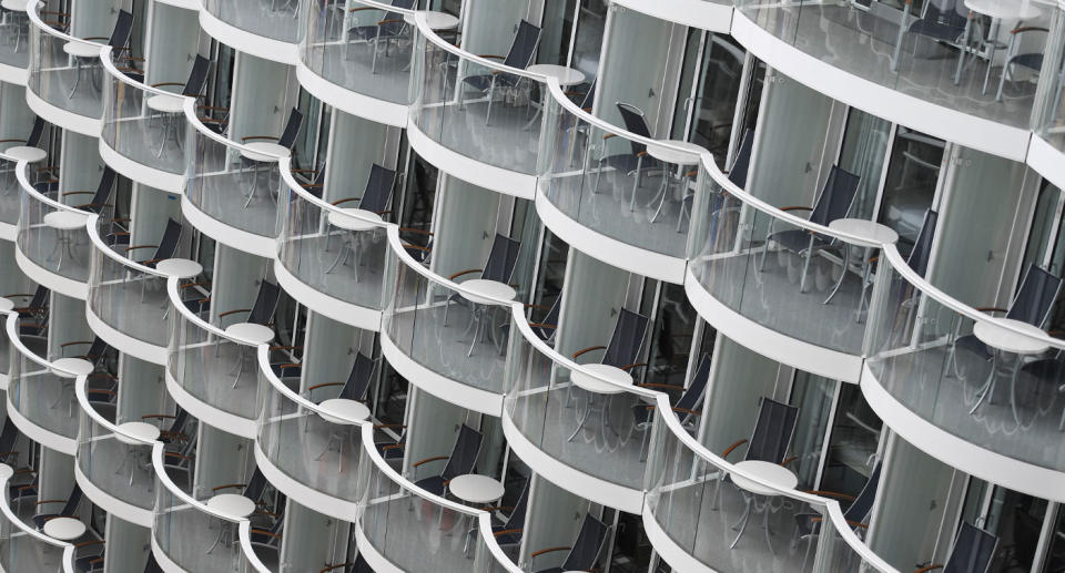 Balcony on Royal Caribbean Symphony of the Seas shown after an Australian passenger fell overboard and died. 