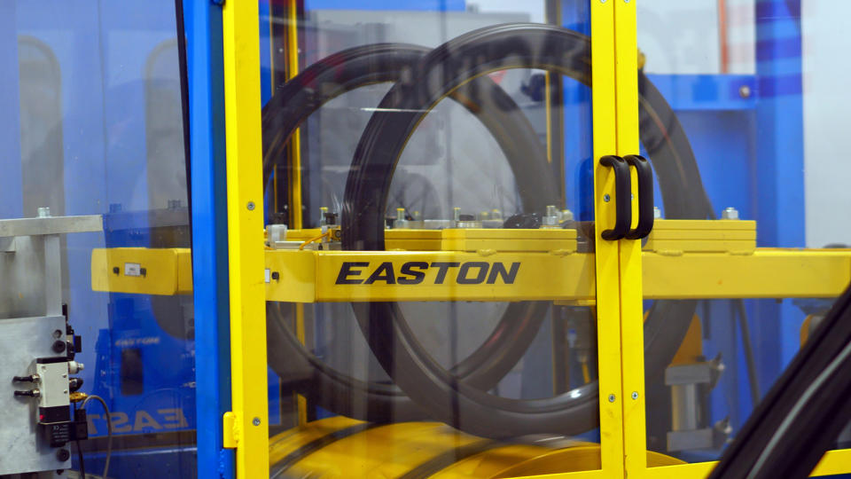 Race Face wheels being tested on a rolling drum