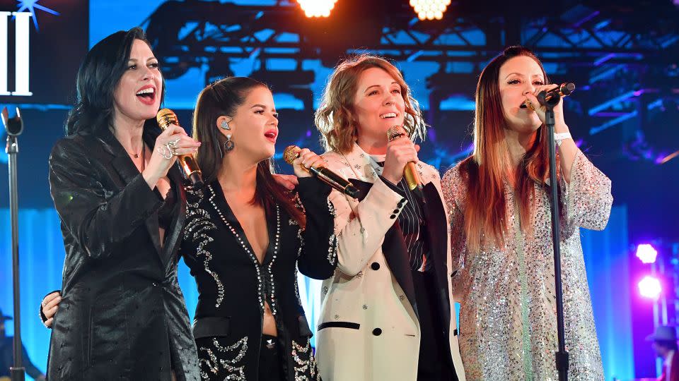 (L-R) Amanda Shires, Maren Morris, Brandi Carlile and Natalie Hemby of The Highwomen perform onstage on November 12, 2019 in Nashville, Tennessee. - Erika Goldring/Getty Images