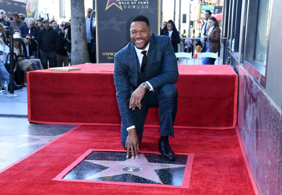 Michael Strahan is honored with a Star on the Hollywood Walk of Fame on January 23, 2023 in Los Angeles, California.