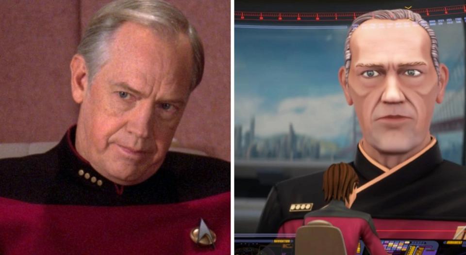 Captain Jellico from Star Trek: TNG and in animated form on Prodigy. 