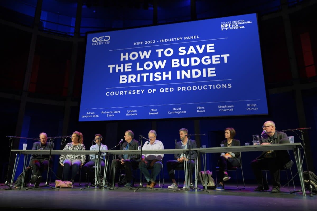  The KIFF industry panel 2022, (L-R) Adrian Wootton,  Rebecca-Clare Evans,  Lyndon Baldock, Mike Newell,  David Cunningham and Stephanie Charmail (Kingston International Film Festival)