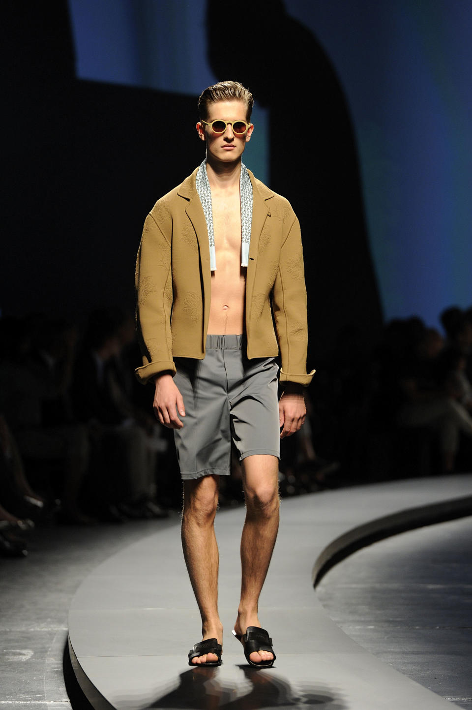 A model wears a creation for Ermenegildo Zegna men's Spring-Summer 2014 collection, part of the Milan Fashion Week, unveiled in Milan, Italy, Saturday, June 22, 2013. (AP Photo/Giuseppe Aresu)