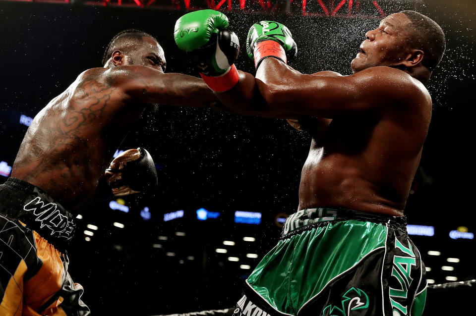 NEW YORK, NY - MARCH 03:  Deontay Wilder punches Luis Ortiz during their WBC Heavyweight Championship fight at Barclays Center on March 3, 2018 in the Brooklyn Borough of New York City.  (Photo by Al Bello/Getty Images)