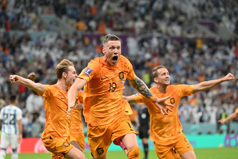 Seen here, Wout Weghorst celebrates his brace for the Nertherlands in the World Cup quarter-final against Argentina.