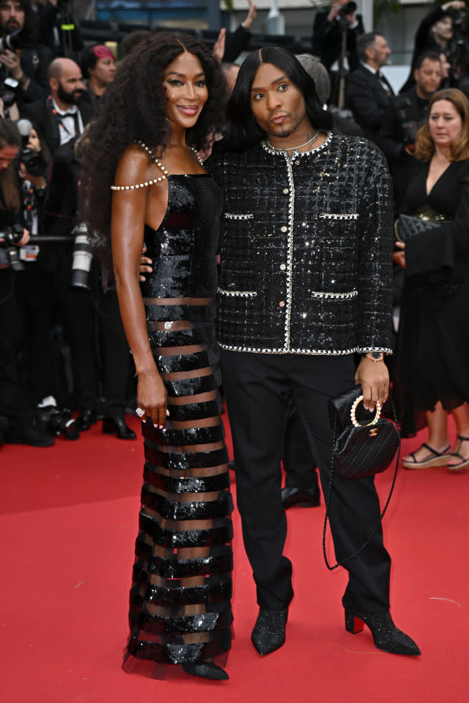 Naomi Campbell and Law Roach attend the premiere of "Furiosa: A Mad Max Saga" at Cannes Film Festival on May 15, red carpet, Chanel, Christian Louboutin