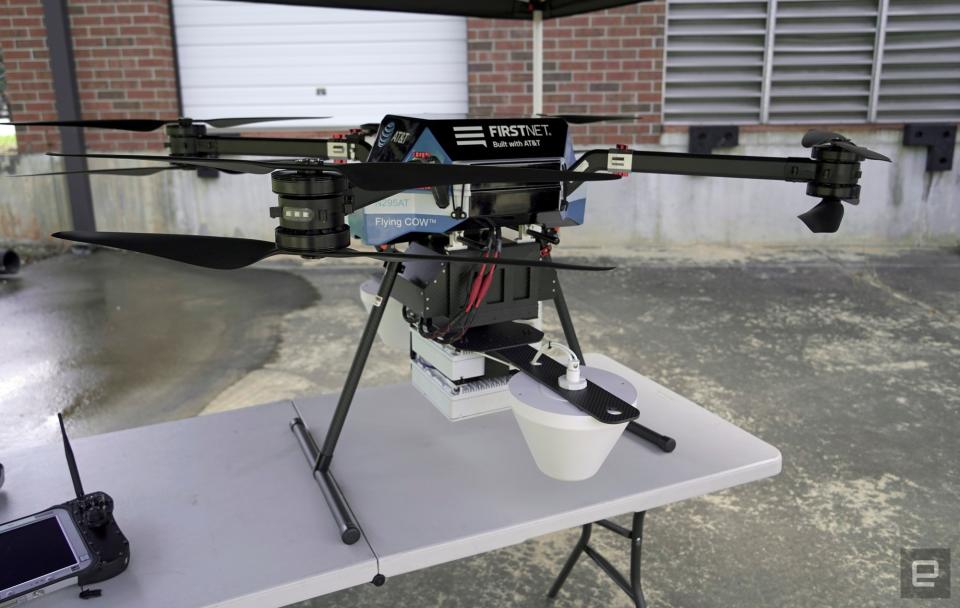 <p>AT&T and FirstNet's Flying COW (cell on wings) drone</p>
