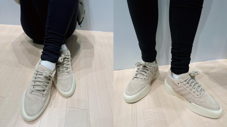 女神奶茶色球鞋盤點：adidas Originals Fear of God Athletics 86 Lo奶茶鞋，NT$6,600。這雙Fear of God Athletics的聯名鞋款，一開賣就造成搶購熱潮圖片來源：編輯拍攝