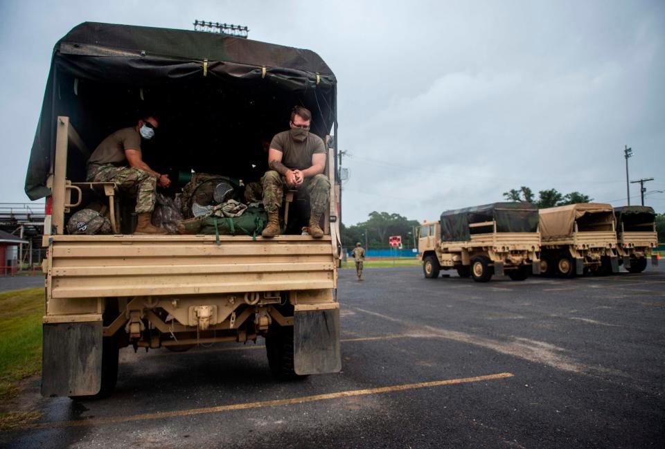 Armed forces in Lake Charles, Louisiana (AFP via Getty Images)