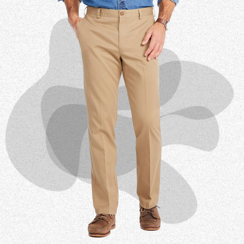 <p>Courtesy of LL Bean</p><p>L.L. Bean’s chinos are the perfect option for guys who use “Maine” as a verb. The flat front and straight fit are classic prep, but boat shoes and Madras shirts are nearly mandatory to wear with these pants. The all-cotton chinos look great with <a href="http://mensjournal.com/style/best-mens-sneakers" rel="nofollow noopener" target="_blank" data-ylk="slk:canvas sneakers;elm:context_link;itc:0;sec:content-canvas" class="link ">canvas sneakers</a> and a tucked-in white tee. Sizes range from a 30-44 waist and a 29-34 inseam in three classic colors. </p><p>[$55; <a href="https://click.linksynergy.com/deeplink?id=b8woVWHCa*0&mid=38678&u1=mj-bestkhakipantsmen-jzavaleta-0923-update&murl=https%3A%2F%2Fwww.llbean.com%2Fllb%2Fshop%2F83122%3Fpage%3Ddouble-l-chino-pants-standard-fit-plain-front" rel="nofollow noopener" target="_blank" data-ylk="slk:llbean.com;elm:context_link;itc:0;sec:content-canvas" class="link ">llbean.com</a>]</p>