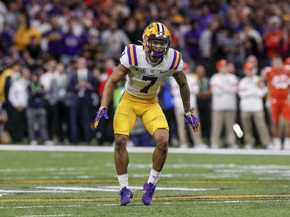 LSU safety Grant Delpit during the CFP national championship game against Clemson at the Mercedes-Benz Superdome on Jan. 13, 2020. (Photo by Don Juan Moore/Getty Images)