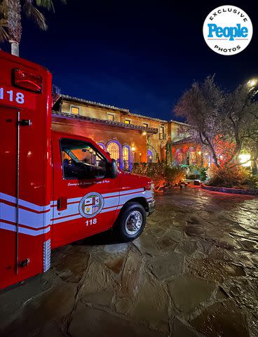 The ambulance from '9-1-1' sits outside Bachelor Mansion