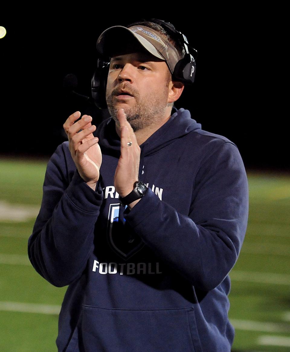 Franklin High School football Head Coach Eian Bain, at Mlford High School, October 29, 2021.