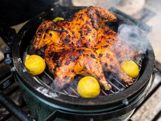 Cooking a whole chicken on a brill is easy – all you really need to do is remove its back bone (Matt Austin)