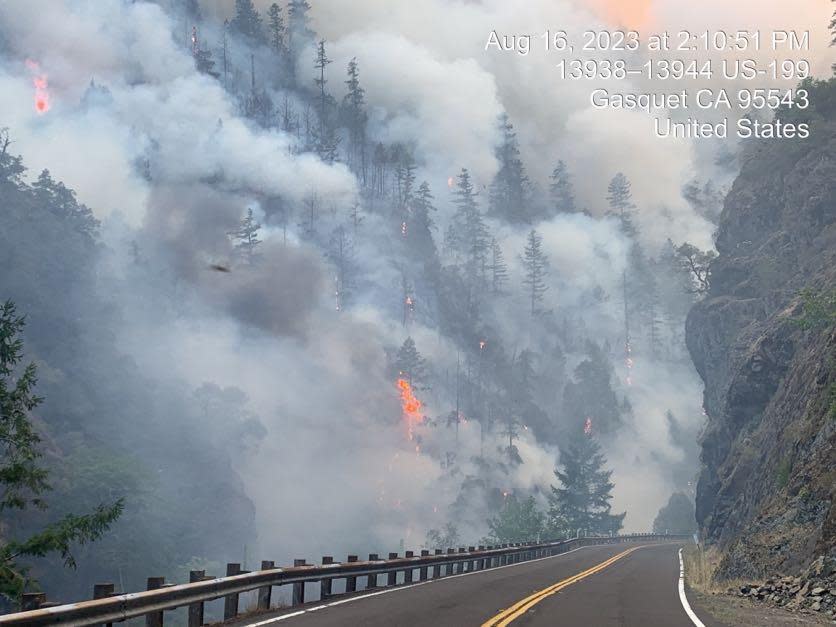 The Smith River Complex has kept U.S. Highway 199 closed at the Oregon-California state line.