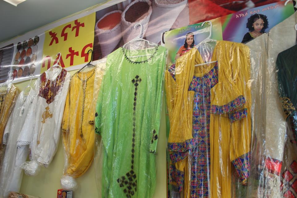 Merkato Ethiopian Market & Grocery sells traditional, handmade Ethiopian and Eritrean clothing.