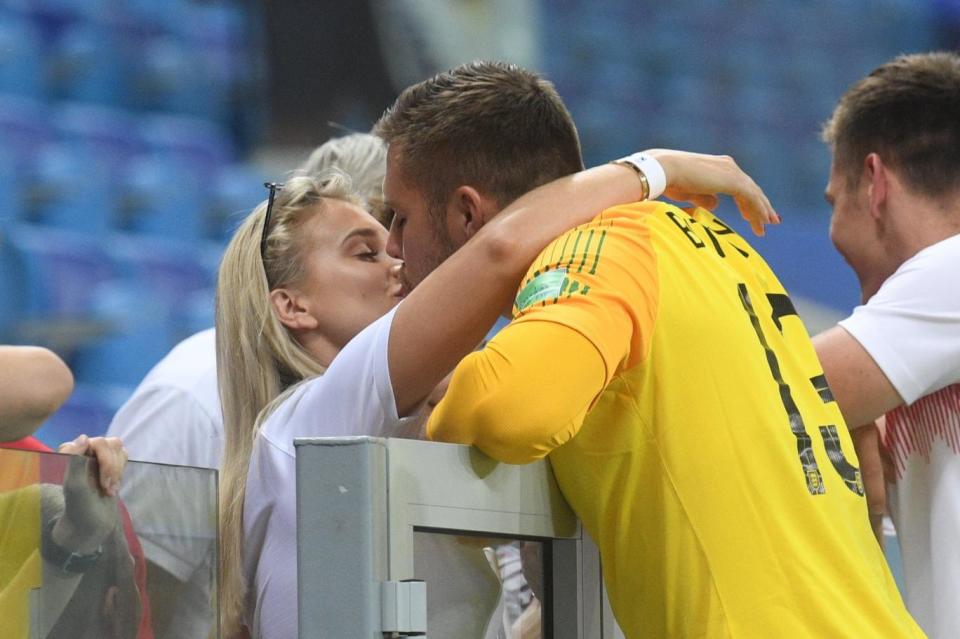 Annabel Peyton and Jack Butland share a kiss (Jeremy Selwyn)