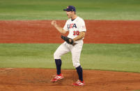 <p>YOKOHAMA, JAPAN - JULY 31: David Robertson #30 of Team United States celebrates winning the game 4-1 during the baseball opening round Group B game between Team South Korea and Team United States on day eight of the Tokyo 2020 Olympic Games at Yokohama Baseball Stadium on July 31, 2021 in Yokohama, Kanagawa, Japan. (Photo by Yuichi Masuda/2021 Getty Images)</p> 