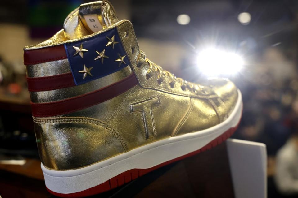 Trump Unveils New MAGA Merch—Gold Sneakers and Perfume