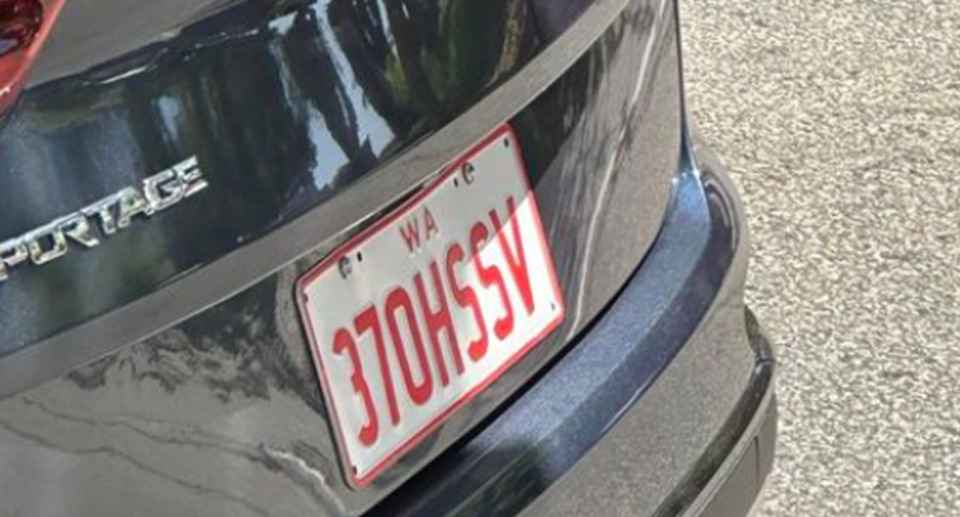 These cheeky number plates snapped up in WA read a**hole upside down. 