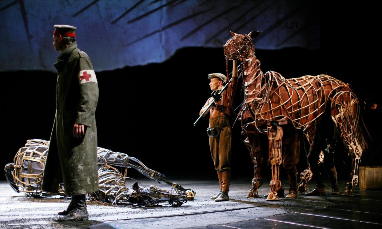<span>Rehearsals for War Horse at the National Theatre in 2015.</span><span>Photograph: Graeme Robertson/The Guardian</span>