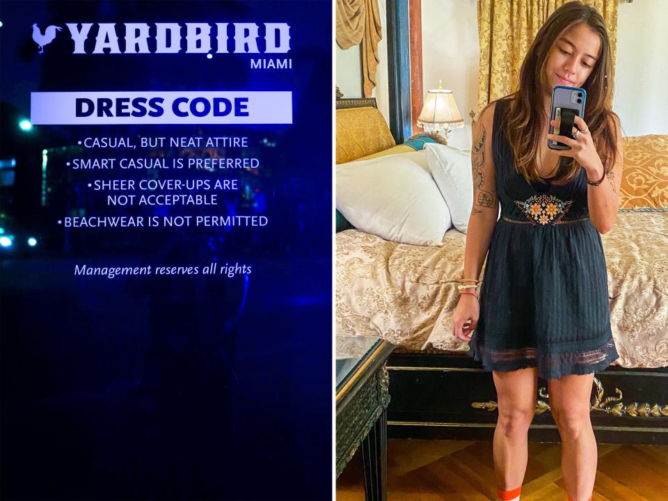 The dress code and author's outfit for Yardbird