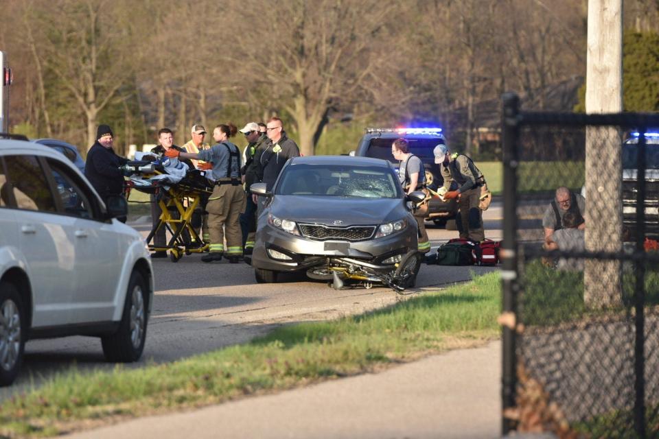 A bicyclist survived a crash with moderate injuries Wednesday, April 17, in Park Township.