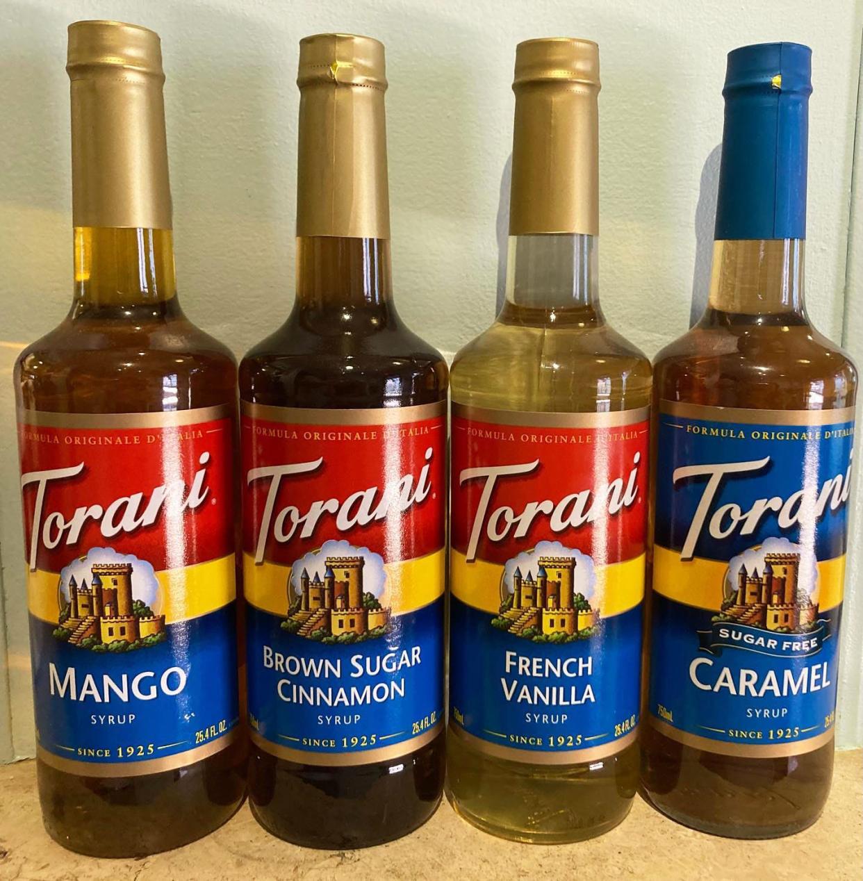 Torani syrup flavorings at Cafe Delamar.